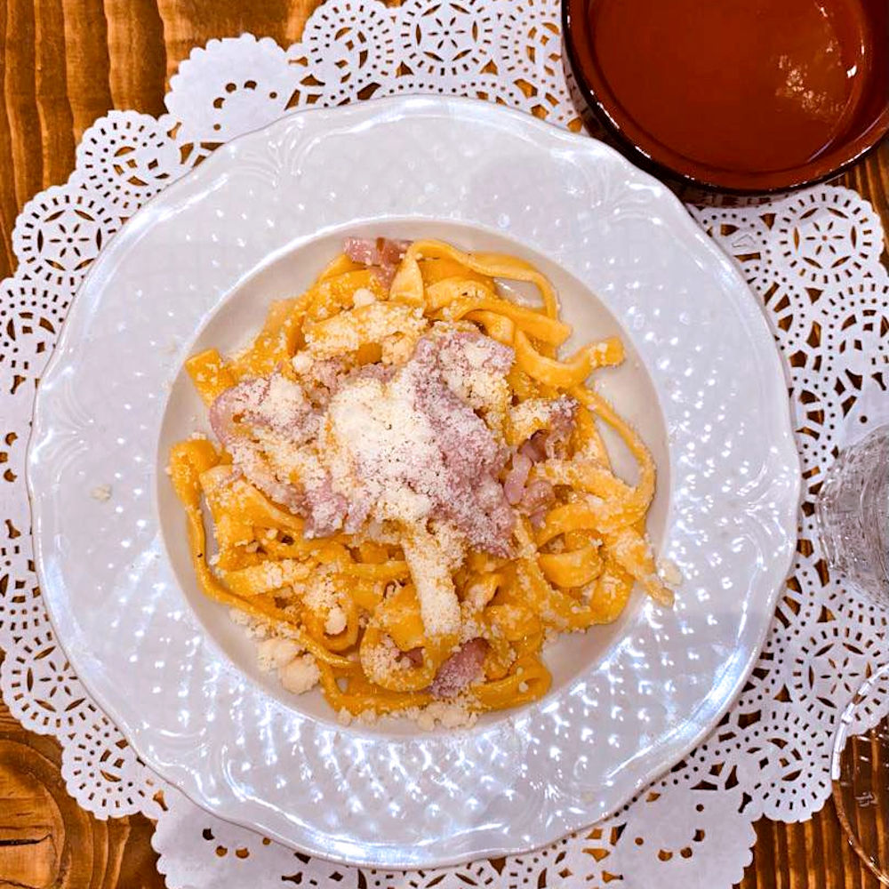 Le fettuccine al tortellino del ristorante Romanè di Stefano Callegari