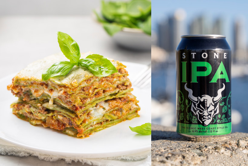 Per il pranzo di ferragosto le lasagne verdi abbinate ad una birra Ipa di Stone