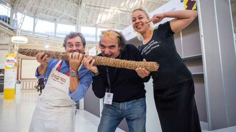 Davide Paolini nell'ottava edizione di Milano Golosa con Thogan Porri e il suo salame di Varzi