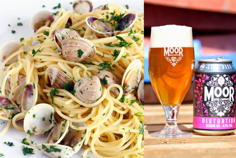 Pesce e birra: gli spaghetti alle vongole con la Distortion di Moor