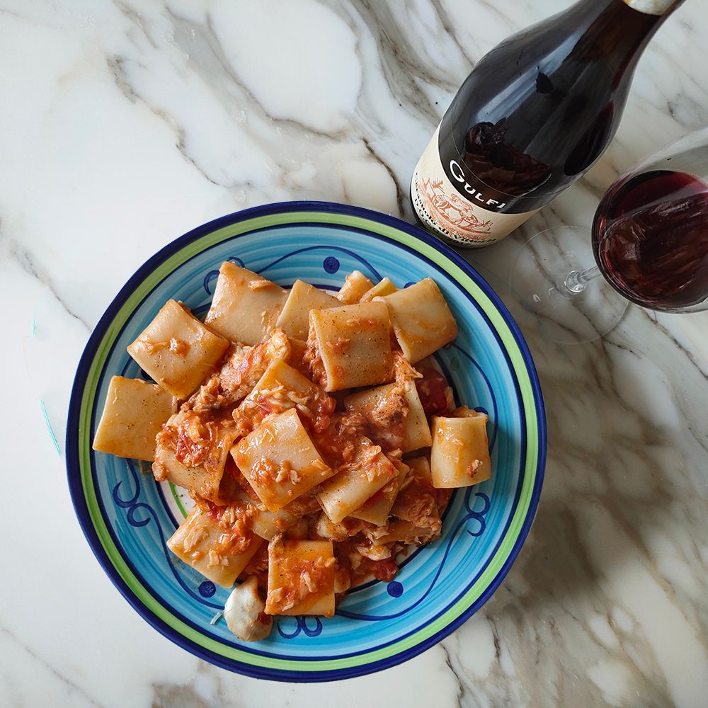 paccheri con scorfano